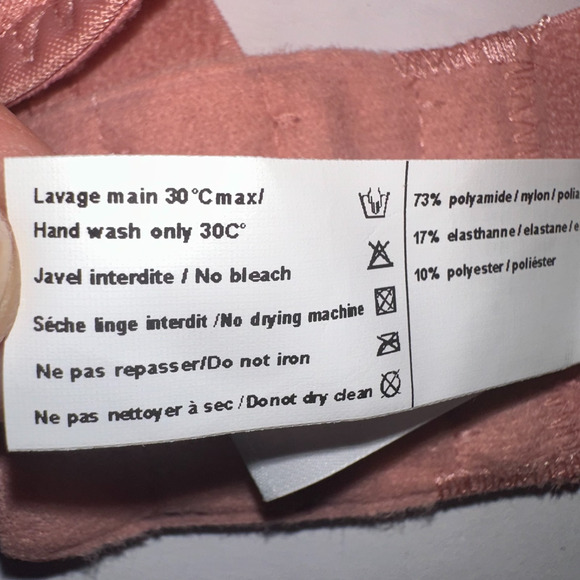 Simone Perele Bra 36F Peach Delice Sheer Plunge Underwire #12X319 Sexy Romantic - Picture 6 of 12